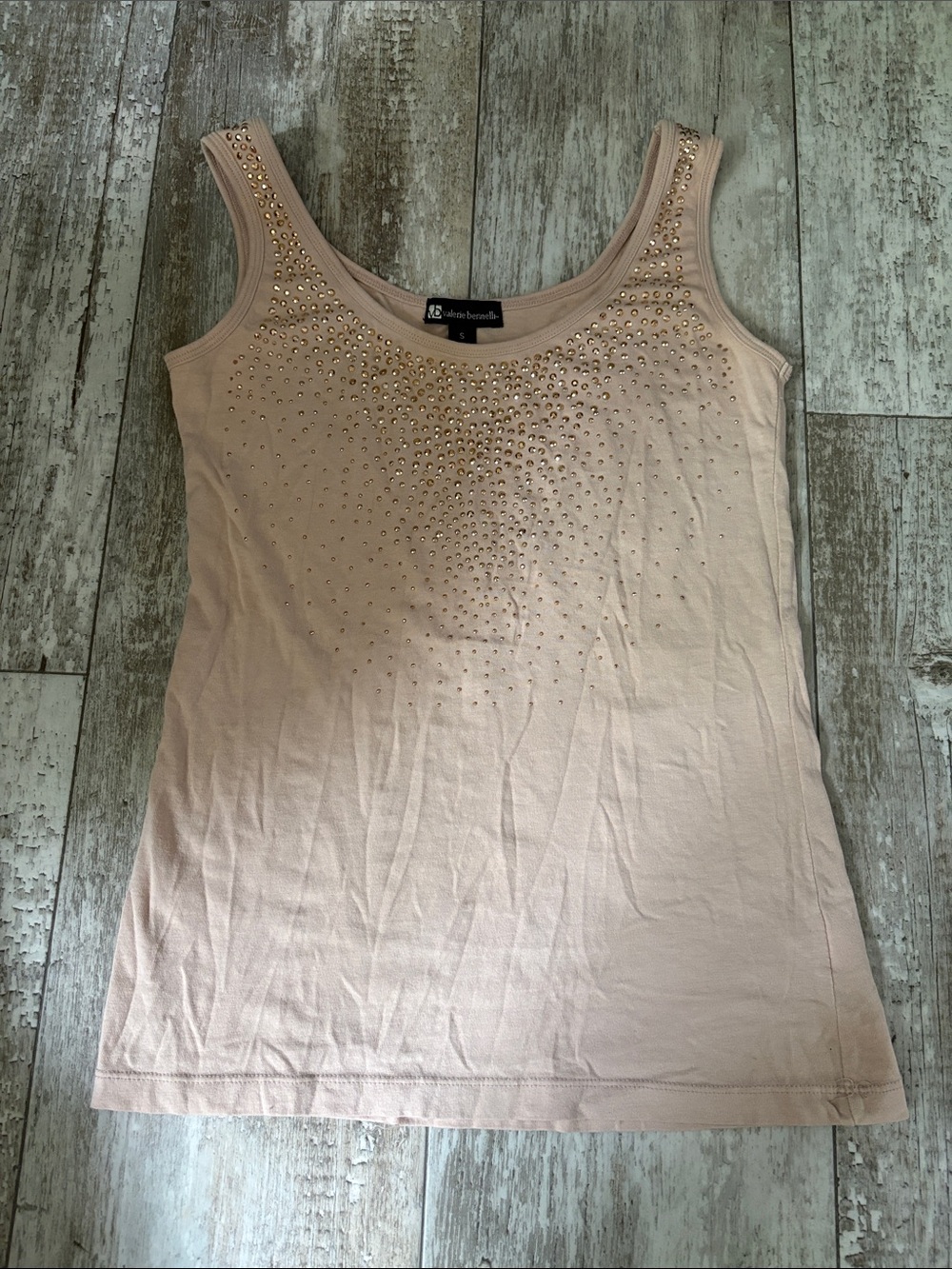 Valerie Bertinelli Blush Studded Scoop Tank